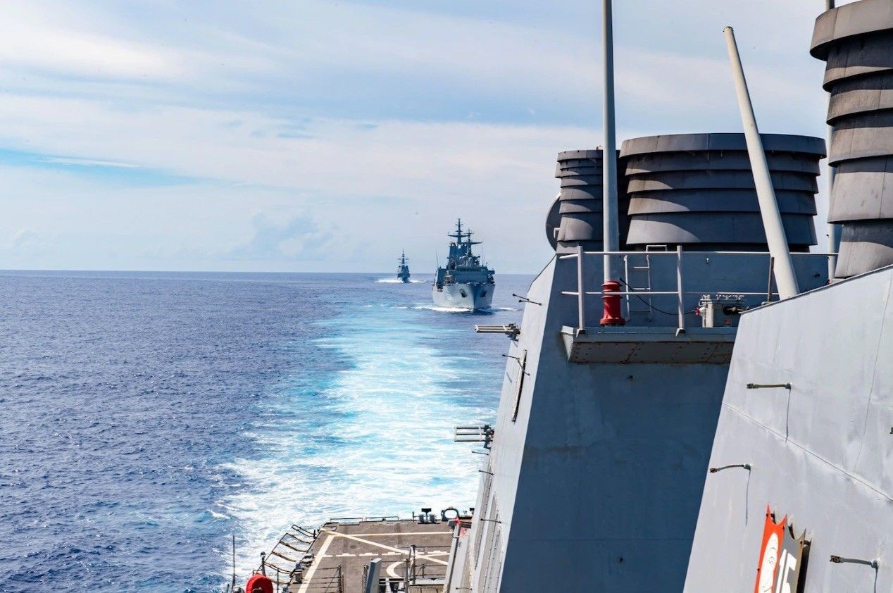 Các lực lượng hải quân của Mỹ, Canada, Nhật Bản và Australia đang tham gia cuộc tập trận chung đầu tiên ở Biển Đông. (Nguồn: PhiStar)