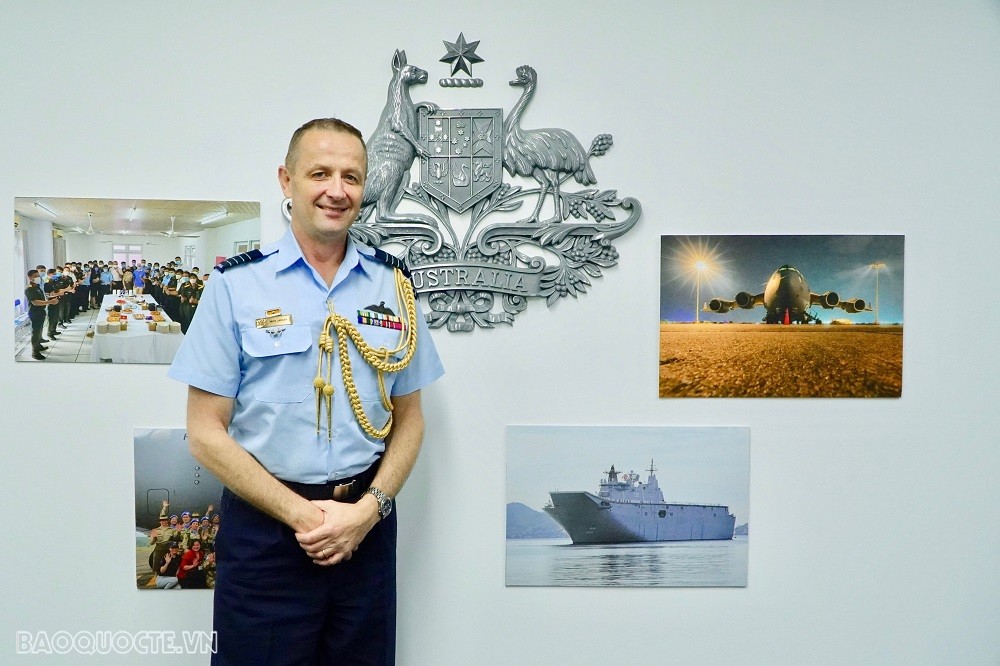 (02.28) Đại tá Mick Jansen, tùy viên quốc phòng Australia tại Việt Nam chia sẻ về hợp tác quốc phòng song phương nhân năm kỷ niệm 50 năm quan hệ song phương. (Ảnh: Việt Nguyễn)