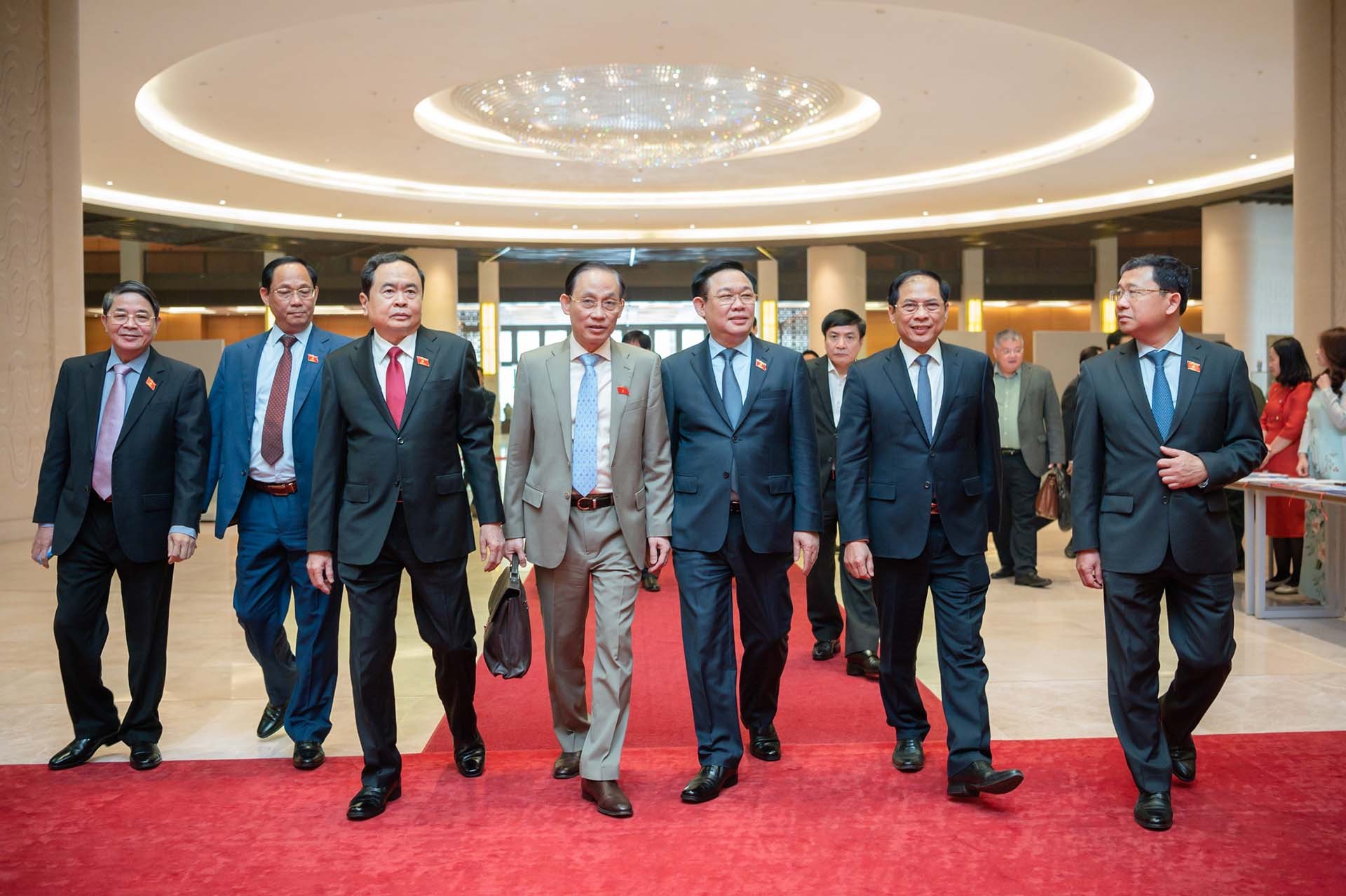 Chủ tịch Quốc hội Vương Đình Huệ và các đại biểu dự Hội nghị triển khai công tác đối ngoại của Quốc hội năm 2023, ngày 27/2. (Nguồn: Quốc hội)