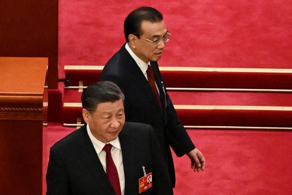 Tổng Bí thư, Chủ tịch Trung Quốc Tập Cận Bình và Thủ tướng Trung Quốc Lý Khắc Cường đến dự phiên kỳ họp thứ nhất Quốc hội khóa XIV ngày 5/3. (Nguồn: AFP)