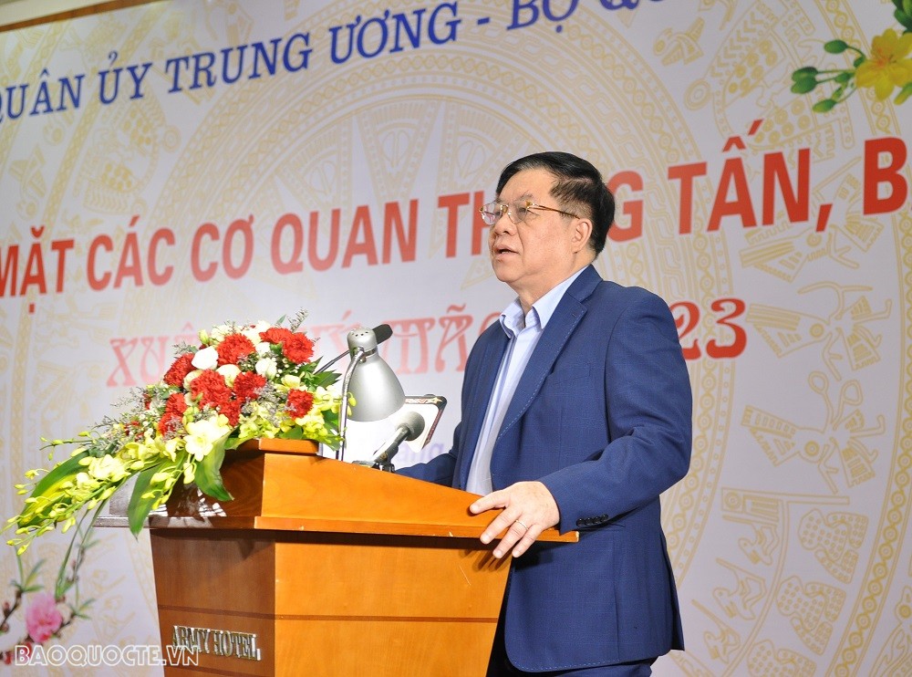 (03.07) Trưởng Ban Tuyên giáo Trung ương Nguyễn Trọng Nghĩa phát biểu tại chương trình. (Ảnh: Minh Quân)