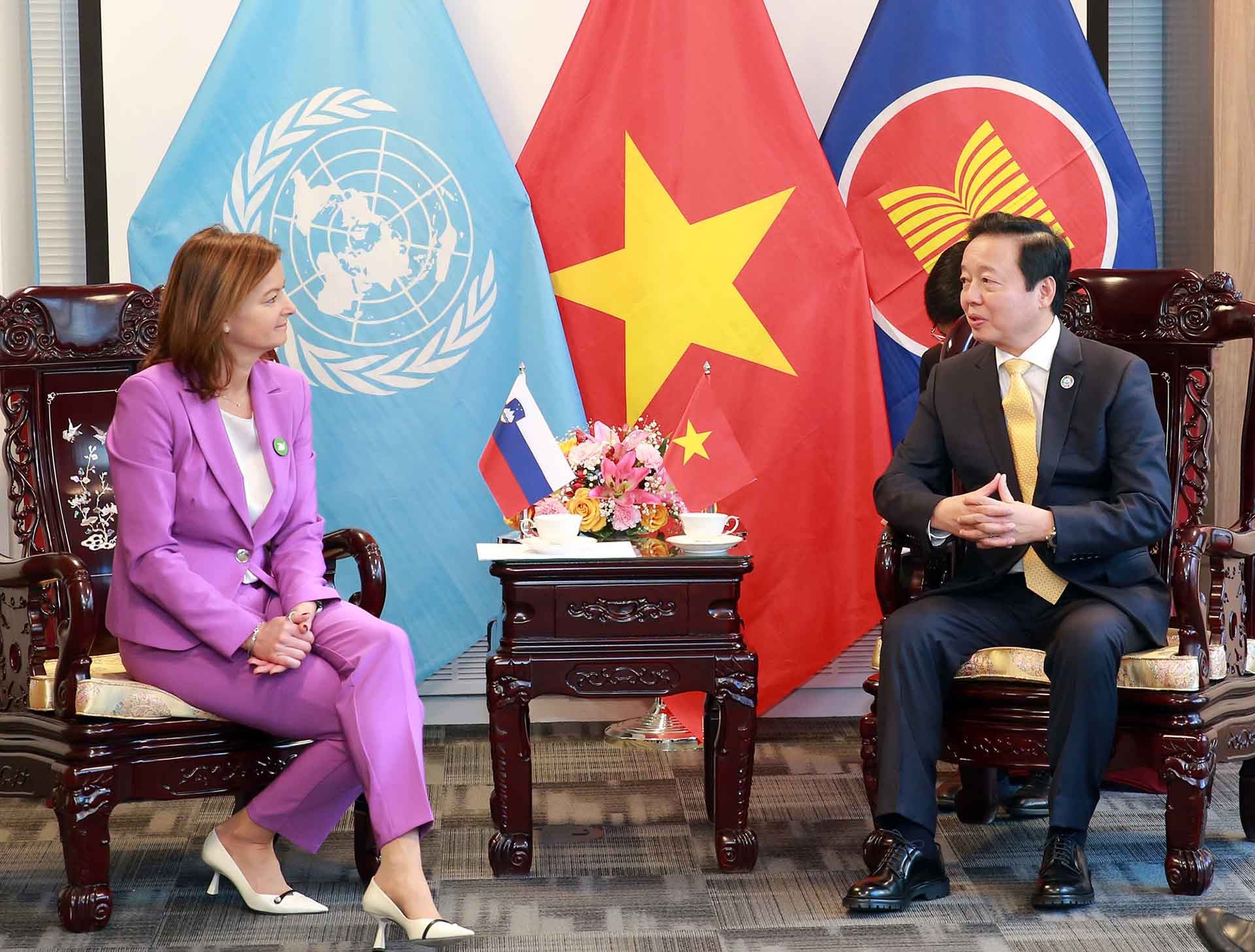 Phó Thủ tướng Trần Hồng Hà gặp Phó Thủ tướng, Bộ trưởng Ngoại giao Slovenia Tanja Fajon. (Nguồn: VGP)