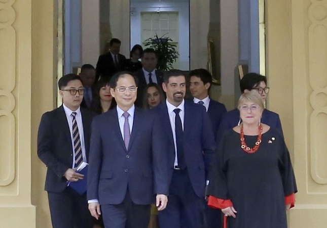 Bộ trưởng Ngoại giao Bùi Thanh Sơn tiếp cựu Tổng thống Chile Michelle Bachelet Jeria