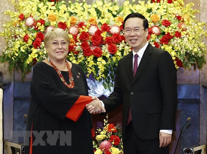 President Vo Van Thuong hosts former Chilean President Michelle Bachelet