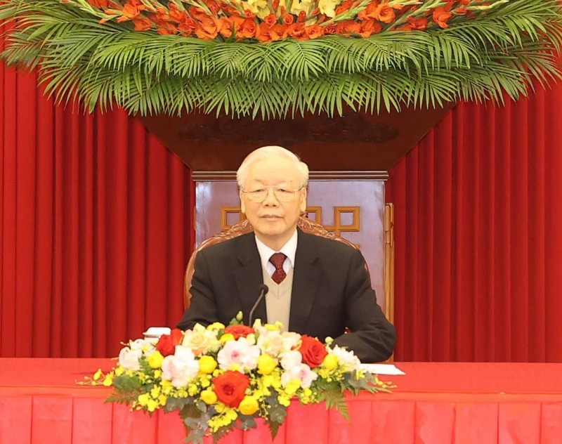 Tổng Bí thư Nguyễn Phú Trọng điện đàm cấp cao với Tổng thống Hoa Kỳ Joe Biden. (Nguồn: TTXVN)