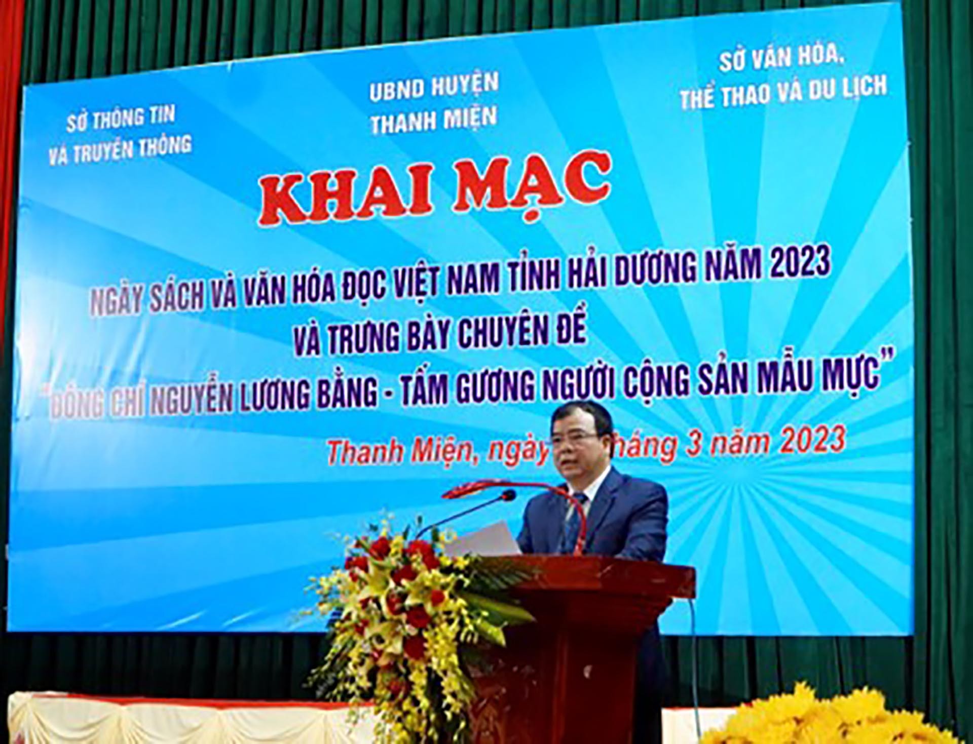 Đồng chí Nguyễn Minh Hùng- Phó Chủ tịch UBND tỉnh Hải Dương, trưởng Ban chỉ đạo Ngày sách và Văn hóa đọc Việt Nam tỉnh Hải Dương năm 2023.