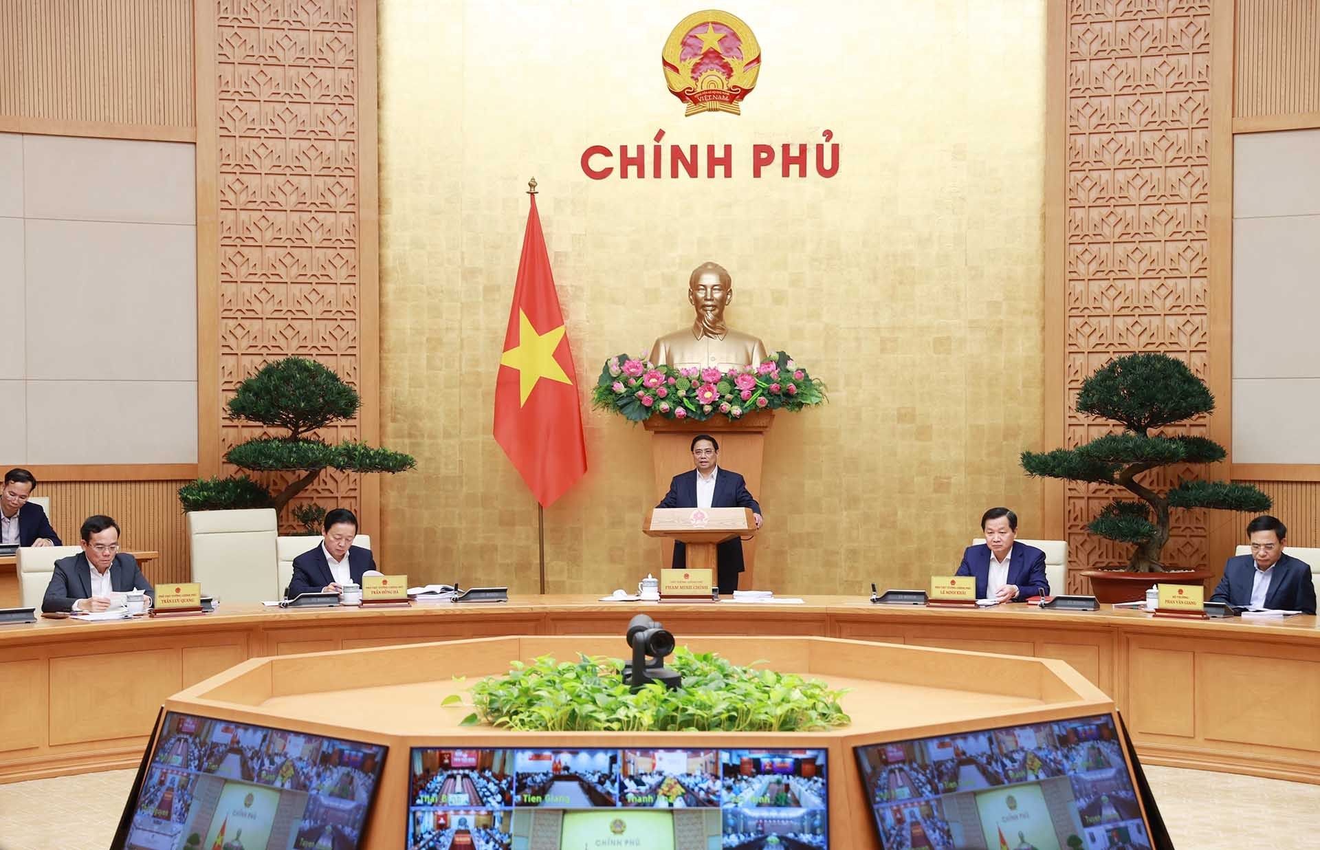 Thủ tướng Phạm Minh Chính chủ trì hội nghị. (Nguồn: TTXVN)