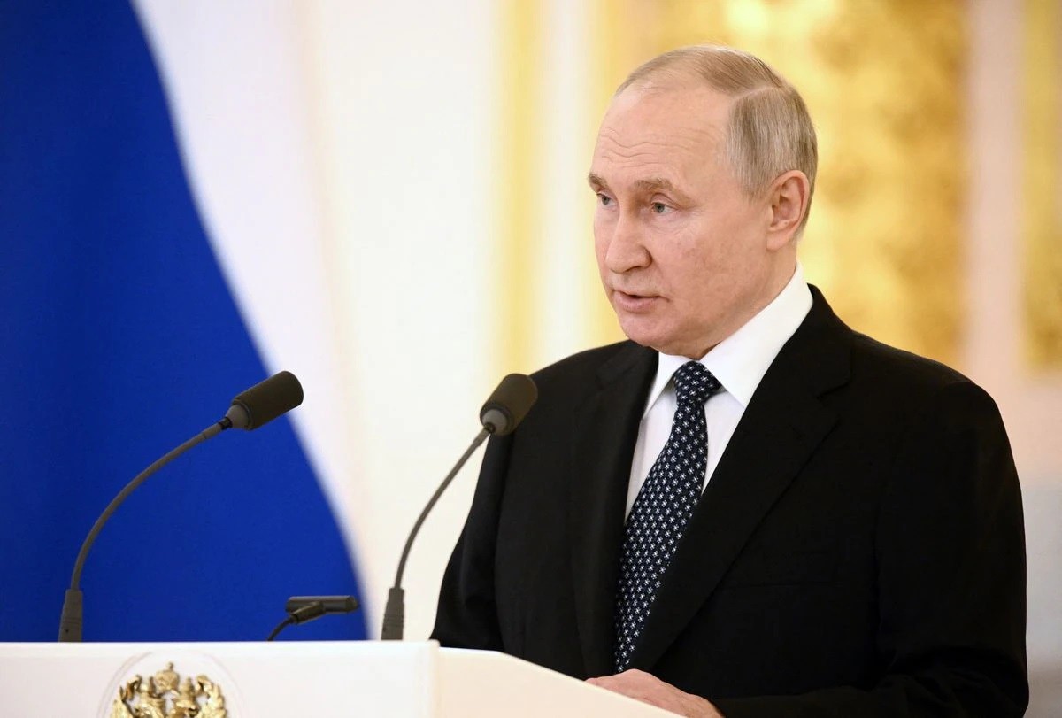 (04.06) Tổng thống Nga Vladmir Putin phát biểu trong buổi trình thư ủy nhiệm của các Đại sứ ngày 5/4 tại Điện Kremlin. (Nguồn: Reuters)