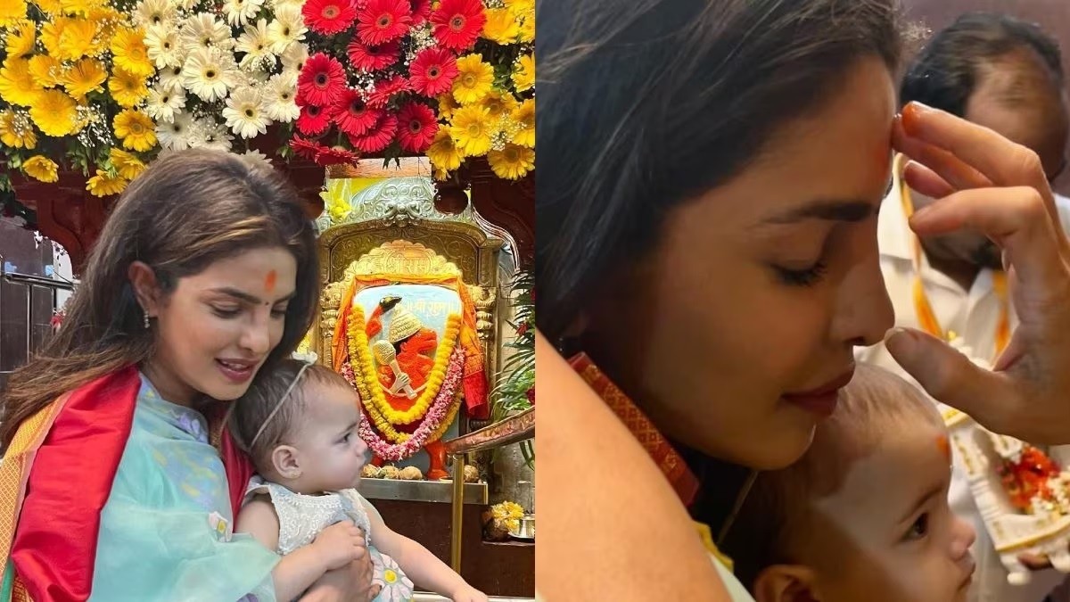 Ấn Độ: Hoa hậu Priyanka Chopra đến thăm đền Siddhivinayak cùng với con gái nhỏ