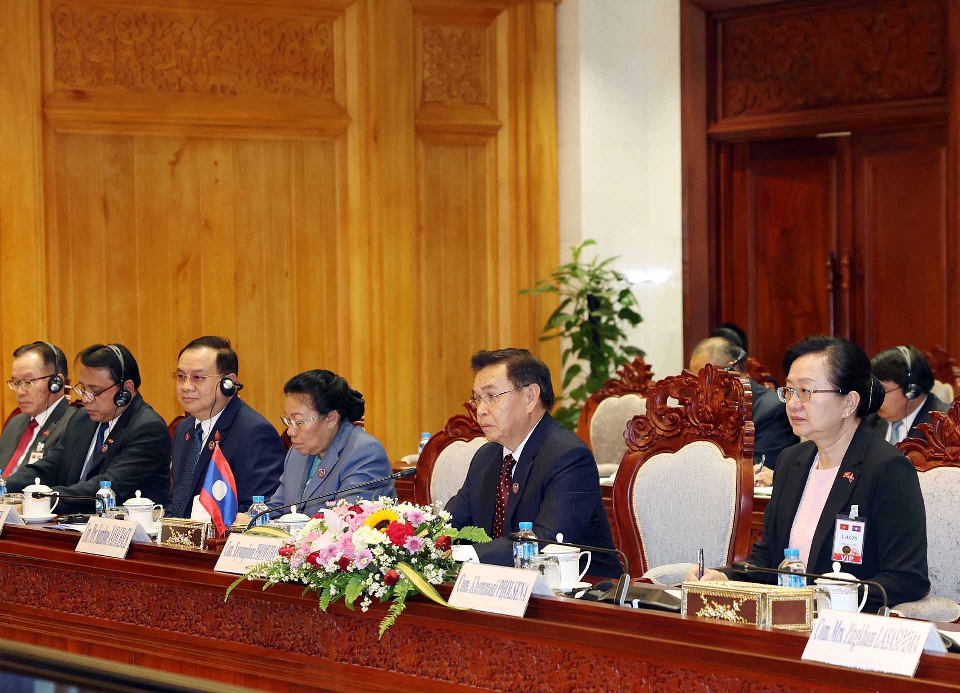Chủ tịch Quốc hội Lào Saysomphone Phomvihan phát biểu tại buổi hội kiến. (Nguồn: TTXVN) Chủ tịch Quốc hội Lào Saysomphone Phomvihan phát biểu tại buổi hội kiến. (Nguồn: TTXVN)