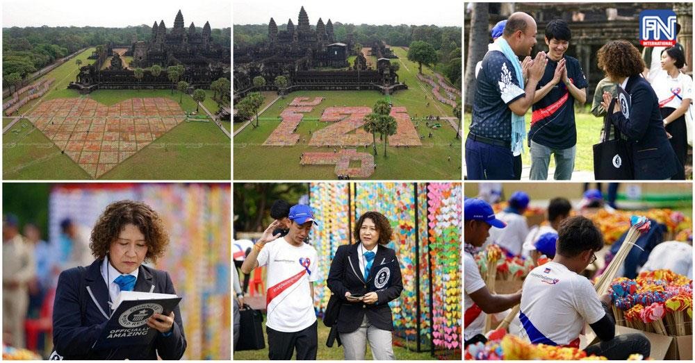Campuchia Kỷ lục Guinness màn trưng bày trái tim gấp bằng giấy lớn nhất thế giới
