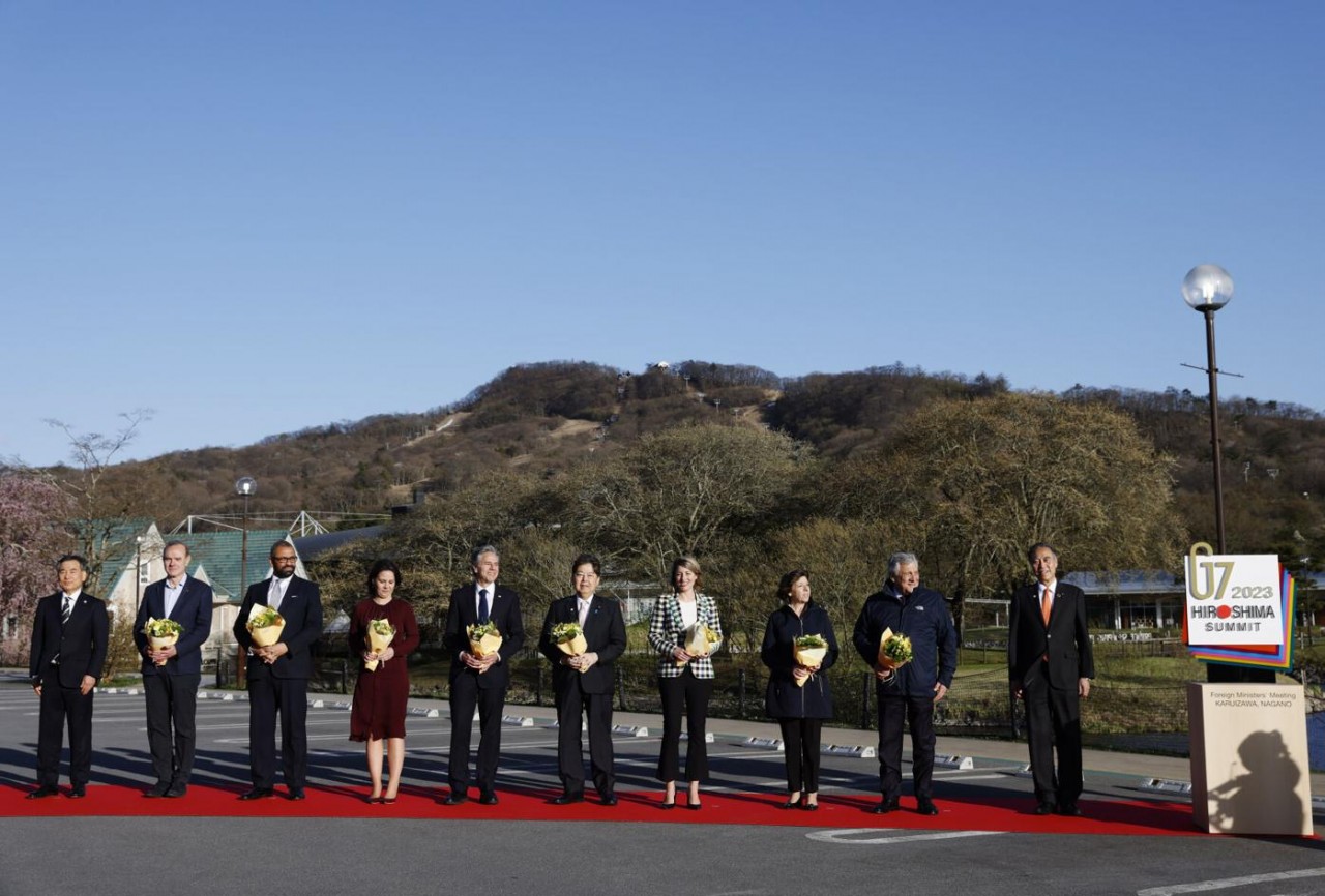 Ngoại trưởng Nhóm G7 bắt đầu cuộc họp kéo dài 3 ngày tại thị trấn nghỉ dưỡng Karuizawa ở tỉnh Nagano. (Nguồn: Kyodo)