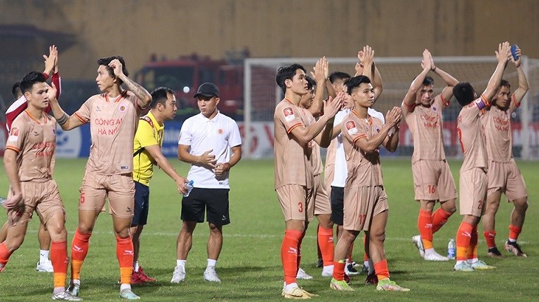 Những hình ảnh các cầu thủ CLB Công an Hà Nội mừng chiến thắng đậm tại V-League 2023