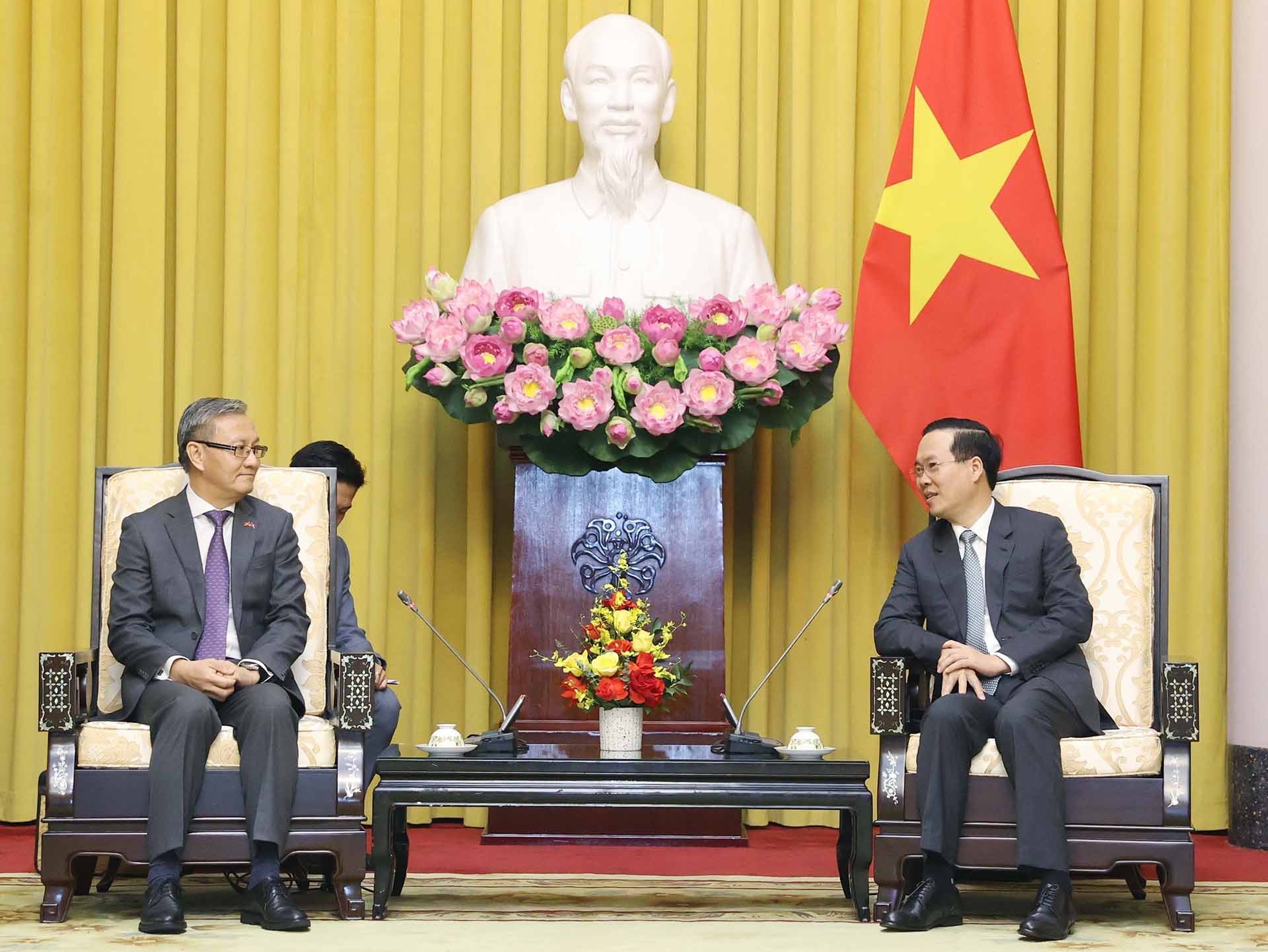 Chủ tịch nước Võ Văn Thưởng tiếp Trưởng ban Đối ngoại Trung ương Đảng Nhân dân Cách mạng Lào