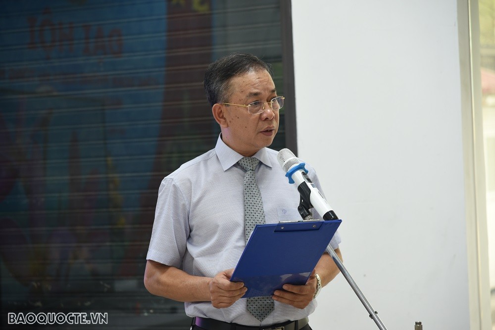 (04.21) Ông Nguyễn Hải Khánh, Phó Chủ tịch Công đoàn Phòng Dịch vụ Tổng hợp, phát biểu tại Đại hội. (Ảnh: Minh Quân)