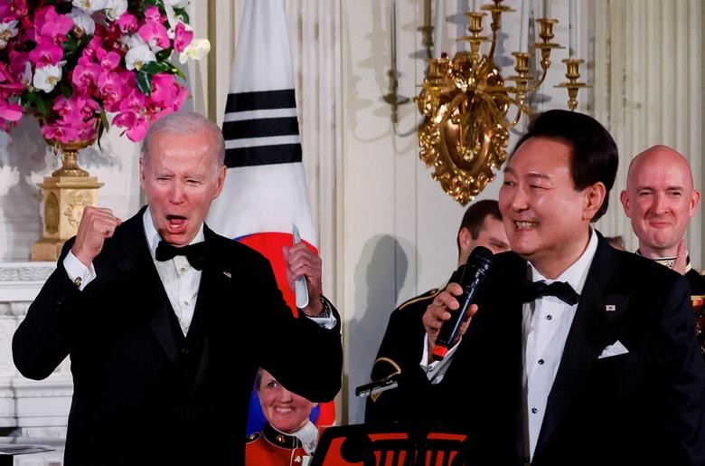 Tổng thống Mỹ Joe Biden chủ trì quốc yến chào mừng Tổng thống Hàn Quốc Yoon Suk Yeol