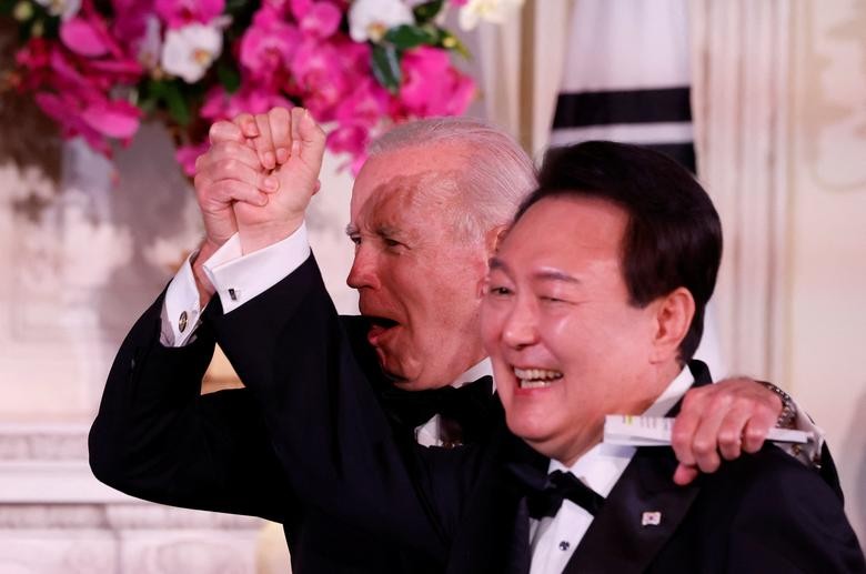 Tổng thống Mỹ Joe Biden chủ trì quốc yến chào mừng Tổng thống Hàn Quốc Yoon Suk Yeol