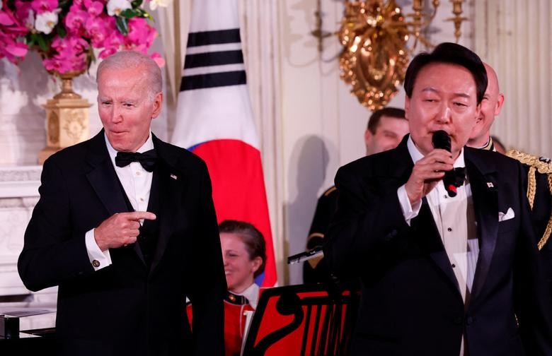 Tổng thống Mỹ Joe Biden chủ trì quốc yến chào mừng Tổng thống Hàn Quốc Yoon Suk Yeol