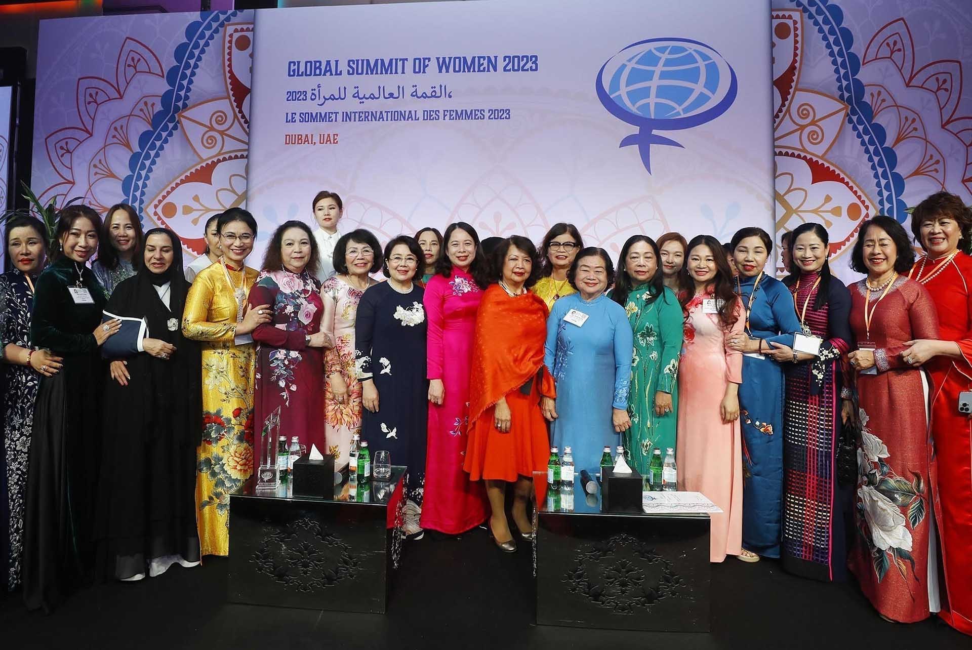 Phó Chủ tịch nước Võ Thị Ánh Xuân phát biểu tại phiên khai mạc Hội nghị thượng đỉnh Phụ nữ toàn cầu 2023