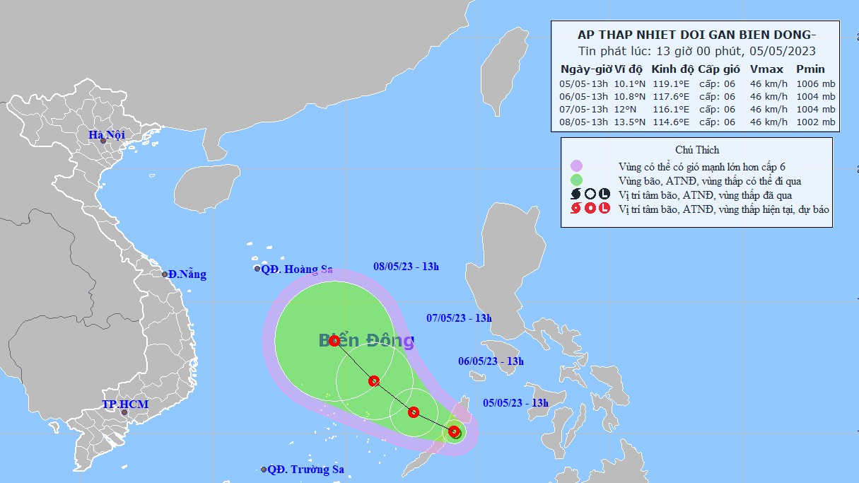 Ảnh hưởng của áp thấp nhiệt đới, khu vực giữa và Nam Biển Đông sẽ có gió giật cấp 8