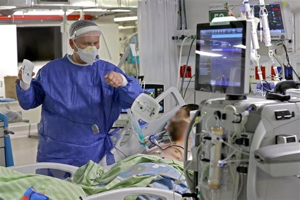 Nhân viên y tế điều trị cho bệnh nhân Covid-19. (Nguồn: AFP)