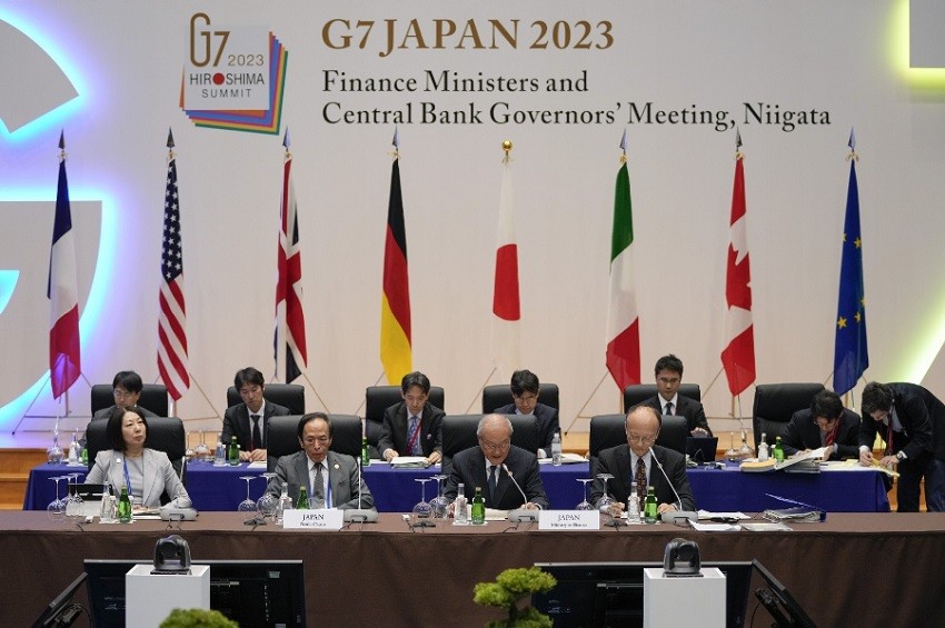 Hội nghị Bộ trưởng Tài chính và Thống đốc Ngân hàng Trung ương G7 tại Niigata, Nhật Bản, ngày 11.5.2023. Ảnh: AFP
