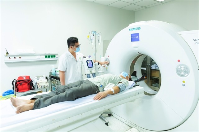 A stroke patient is treated at the Military Hospital 175 in HCM City. The hospital has achieved the level “Diamond Status” at the World Stroke Organisation (WSO) Angels Awards in recognition of improvements in its stroke care. (Photo: VNA)