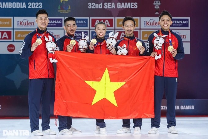 Aerobic Việt Nam thâu tóm trọn vẹn 5 HCV ở SEA Games 32 (Ảnh: Khoa Nguyễn).