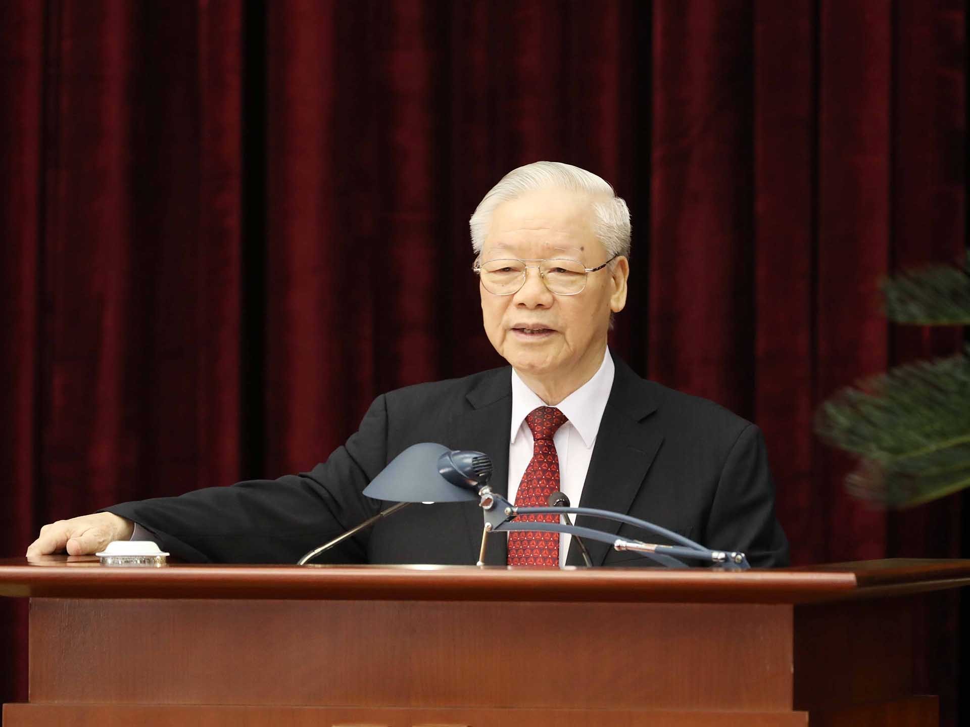 Tổng Bí thư Nguyễn Phú Trọng phát biểu khai mạc Hội nghị. (Nguồn: TTXVN)