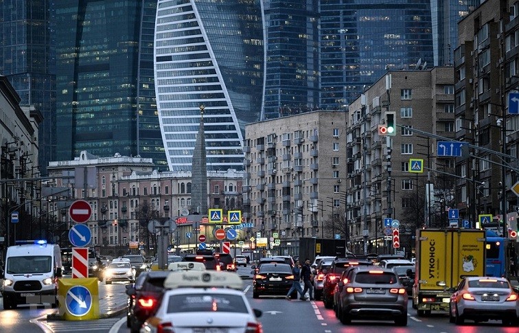 Quang cảnh bên ngoài tòa cao ốc Trung tâm thương mại quốc tế Moskva ở thủ đô Moskva, Nga. (Ảnh: AFP/