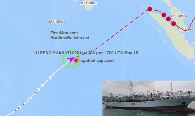Thông tin tuyến đường Lật tàu đánh cá Trung Quốc ở Ấn Độ Dương, 39 người mất tích, Bắc Kinh nỗ lực cứu nạn. xindemarinenews
