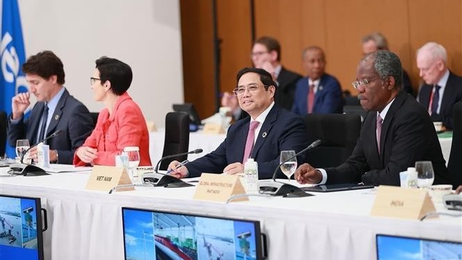 Thủ tướng Phạm Minh Chính nêu thông điệp tại phiên họp của Hội nghị thượng đỉnh G7 mở rộng