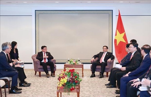 At a reception for a leader of Sojitz Corporation (Photo: VNA)  