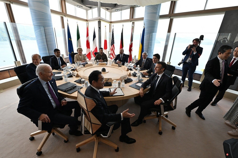 (05.25) Lãnh đạo G7 và EU trong phiên họp về Ukraine ngày 21/5 tại Hiroshima, Nhật Bản. (Nguồn: Reuters)