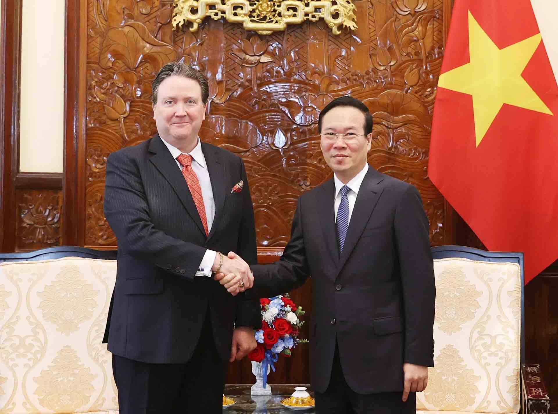 Chủ tịch nước Võ Văn Thưởng tiếp Đại sứ Hoa Kỳ tại Việt Nam Marc E. Knapper. (Nguồn: TTXVN)