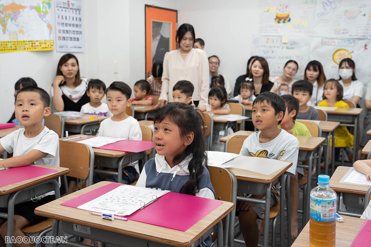 Quang cảnh buổi học đầu tiên của lớp “Tiếng Việt của em” tại Fukuoka, Nhật Bản.