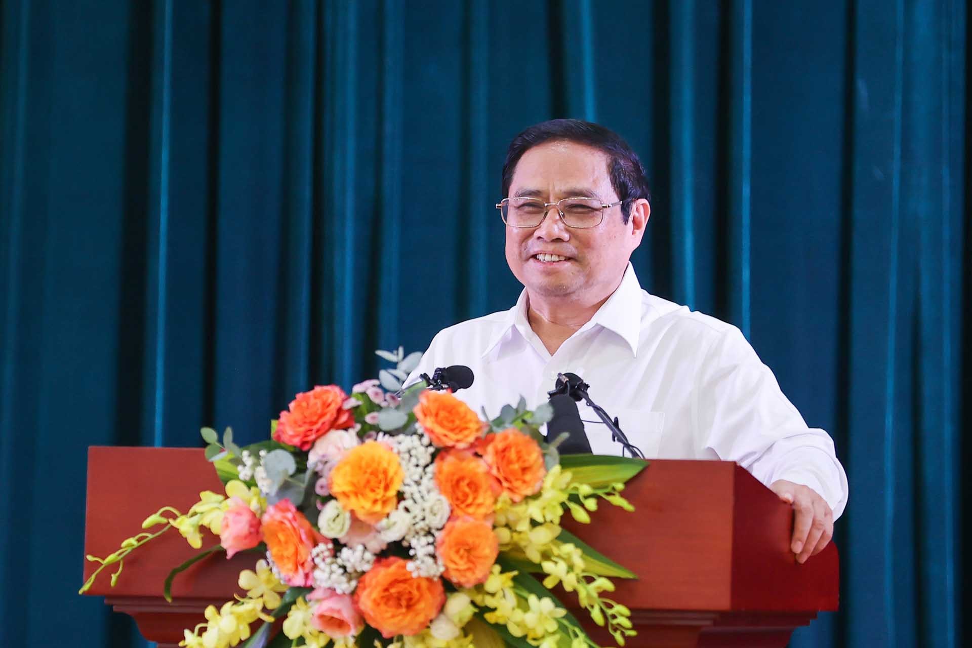 Thủ tướng Phạm Minh Chính phát biểu chỉ đạo tại buổi làm việc với Hội Nhà báo Việt Nam. (Nguồn: VGP)