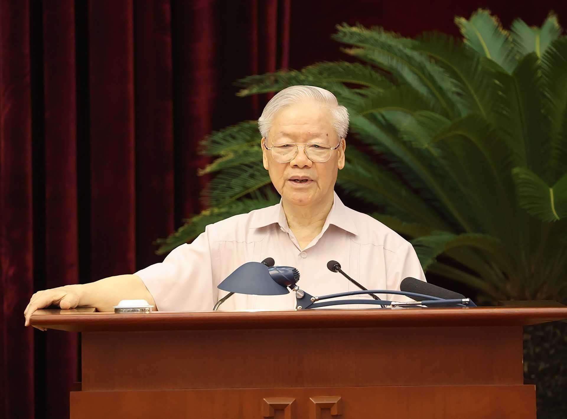 Tổng Bí thư Nguyễn Phú Trọng phát biểu kết luận Hội nghị. (Nguồn: TTXVN)