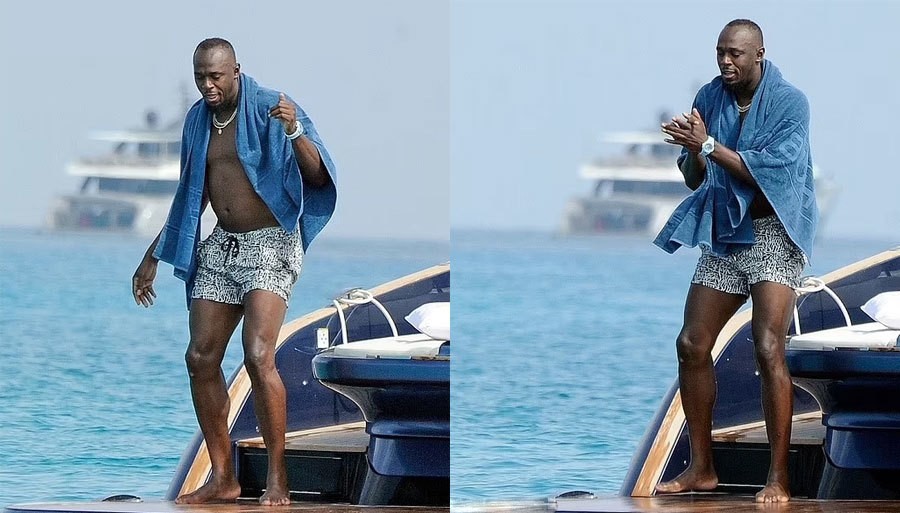 Một số hình ảnh hài hước về huyền thoại điền kinh Jamaica Usain Bolt khi đi biển cùng bạn bè