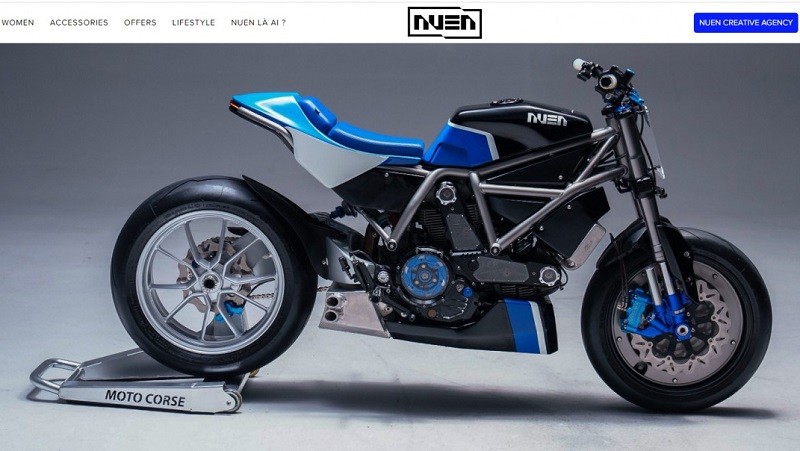 Hình ảnh mô tô điện NU-E trên website của NUEN.
