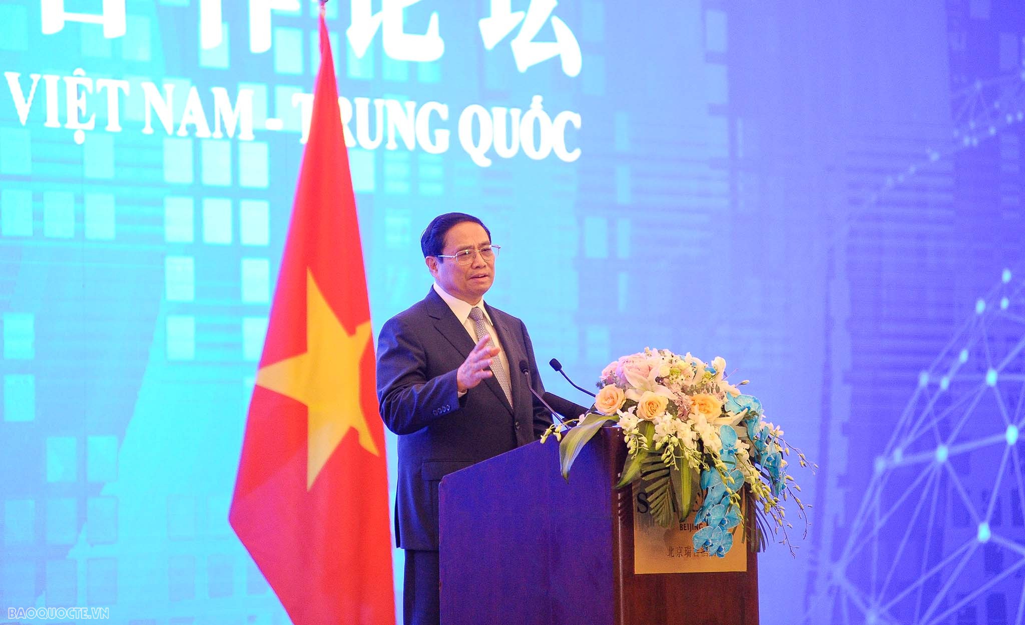 Thủ tướng Phạm Minh Chính phát biểu tại diễn đàn hợp tác đầu tư thương mại Việt Nam-Trung Quốc