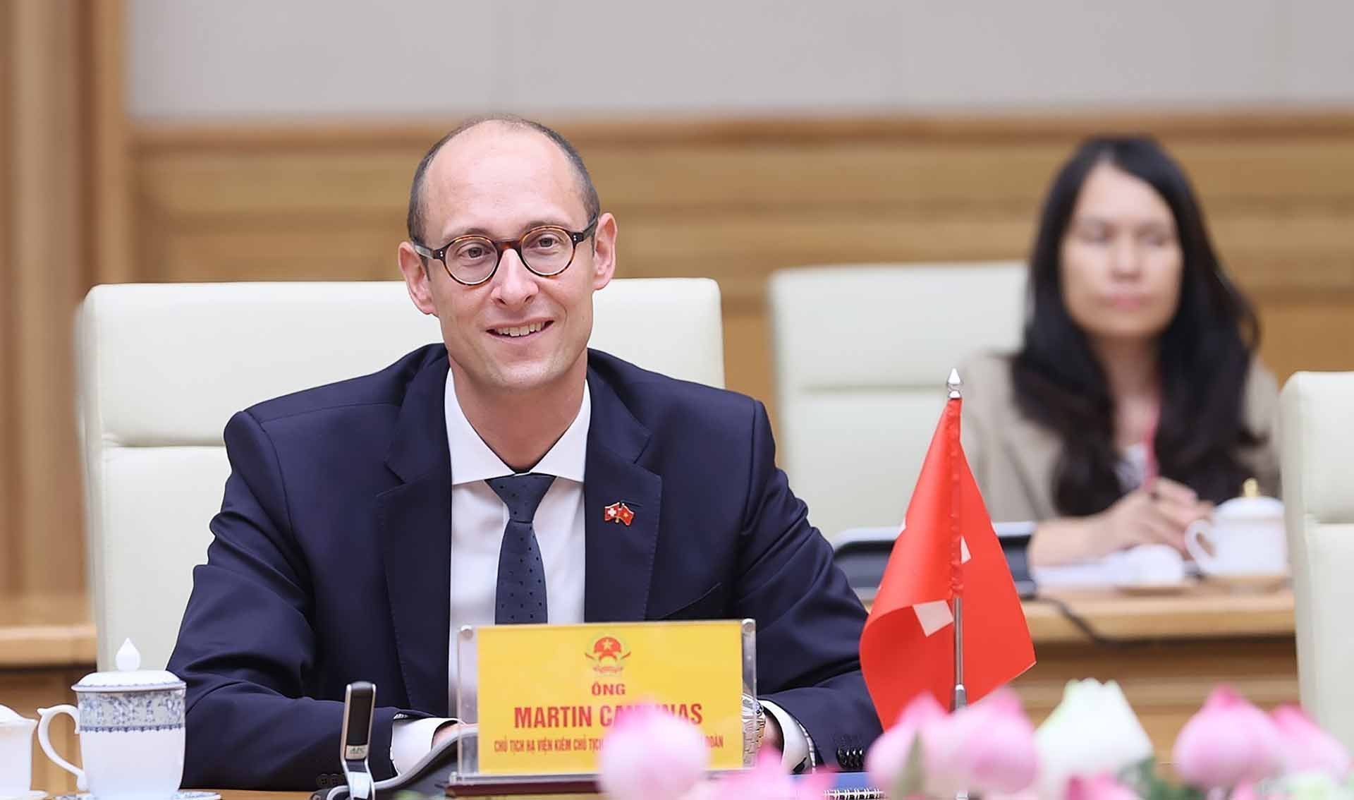 Thủ tướng Phạm Minh Chính tiếp Chủ tịch Hạ viện Thụy Sỹ Martin Candinas