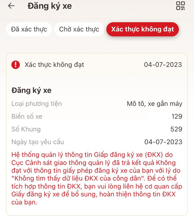 Vì sao không tích hợp được giấy đăng ký xe vào VNeID?