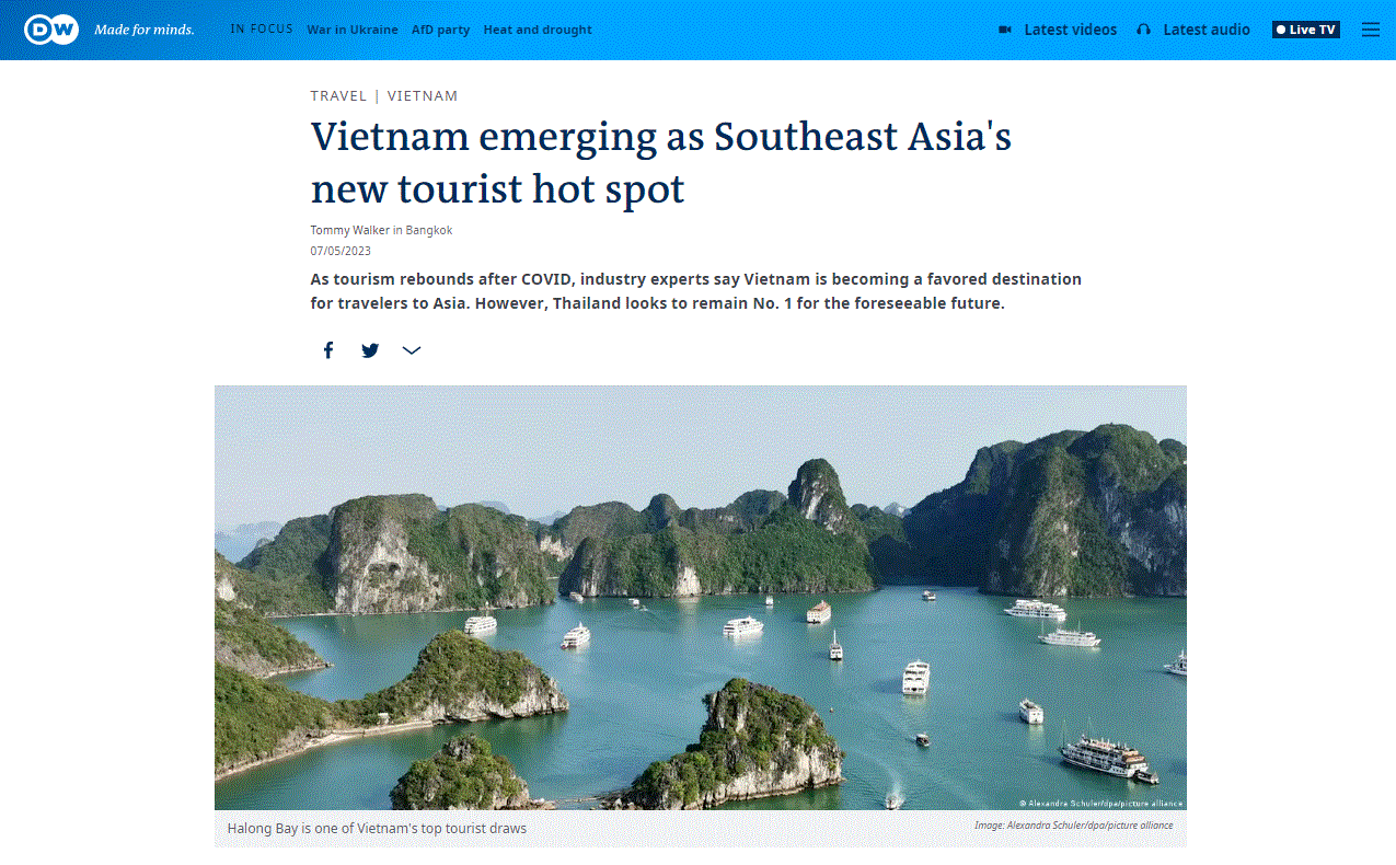 Báo Đức: Du lịch Việt Nam - điểm đến đầy hấp dẫn ở Đông Nam Á, sẽ tăng trưởng mạnh mẽ trong 6 tháng tới