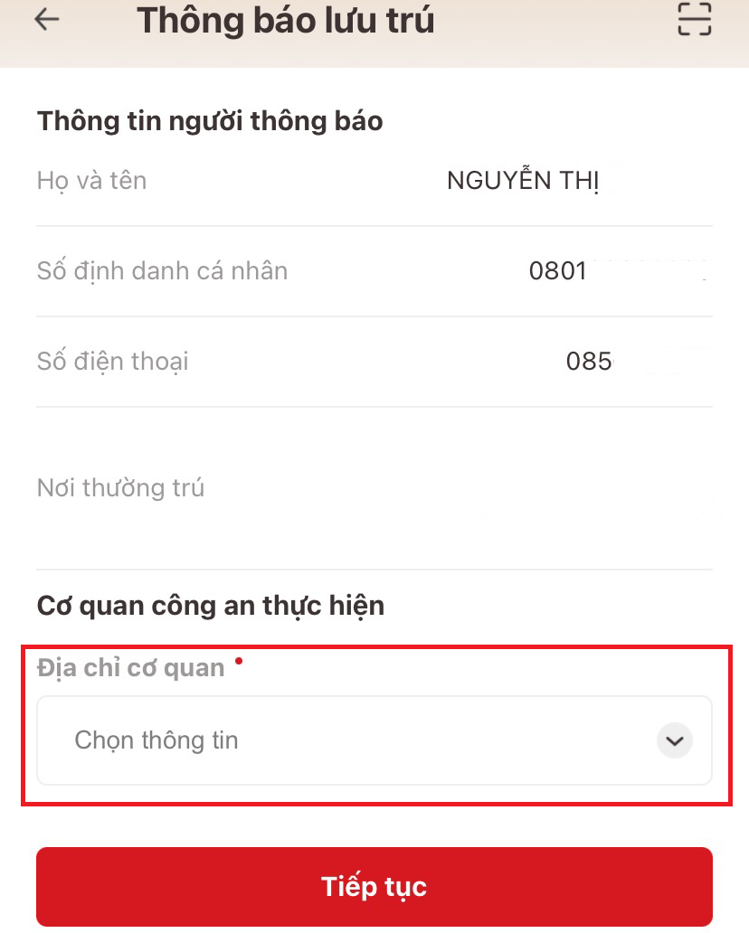 Hướng dẫn cách thông báo lưu trú trên VNeID