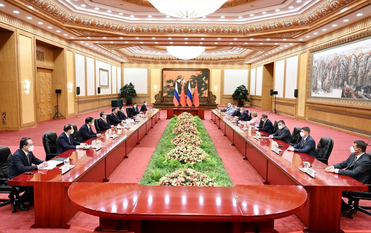 Chủ tịch Trung Quốc Tập Cận Bình và Chủ tịch Hội đồng Liên bang (Thượng viện) Nga Valentina Matviyenko tại cuộc gặp ở Bắc Kinh ngày 10/7. (Nguồn: Tân Hoa xã)