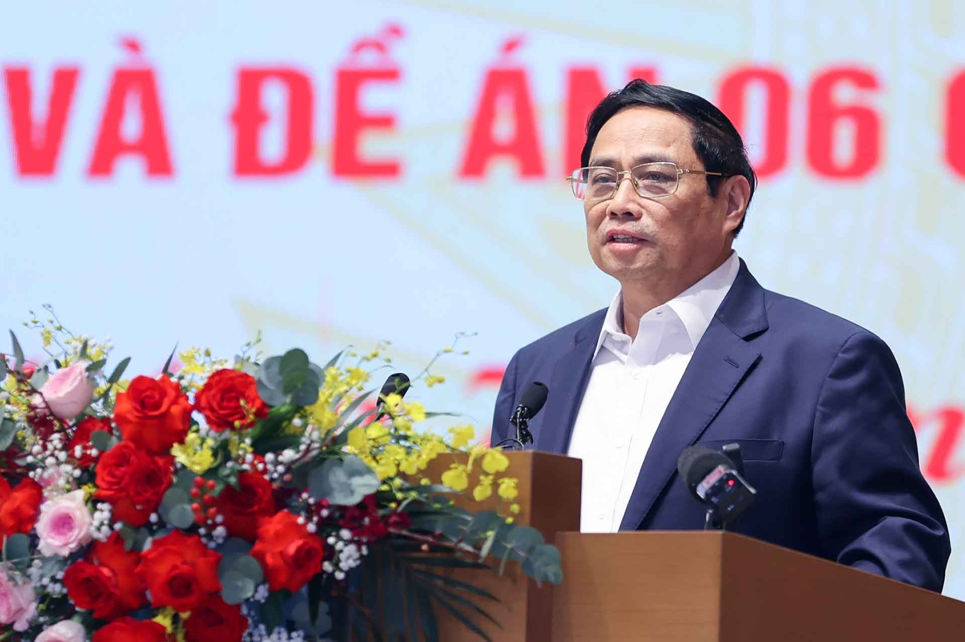 Thủ tướng Phạm Minh Chính phát biểu kết luận hội nghị. (Nguồn: VGP)