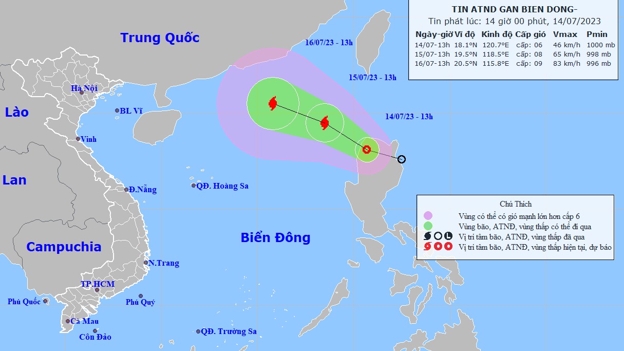 Dự báo: Khoảng 24 giờ tới, áp thấp nhiệt đới trên Biển Đông có thể mạnh thành bão, gió cấp 8-9, giật cấp 10-11