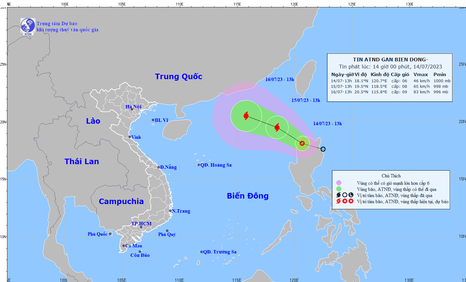 Tin áp thấp nhiệt đới gần Biển Đông:
