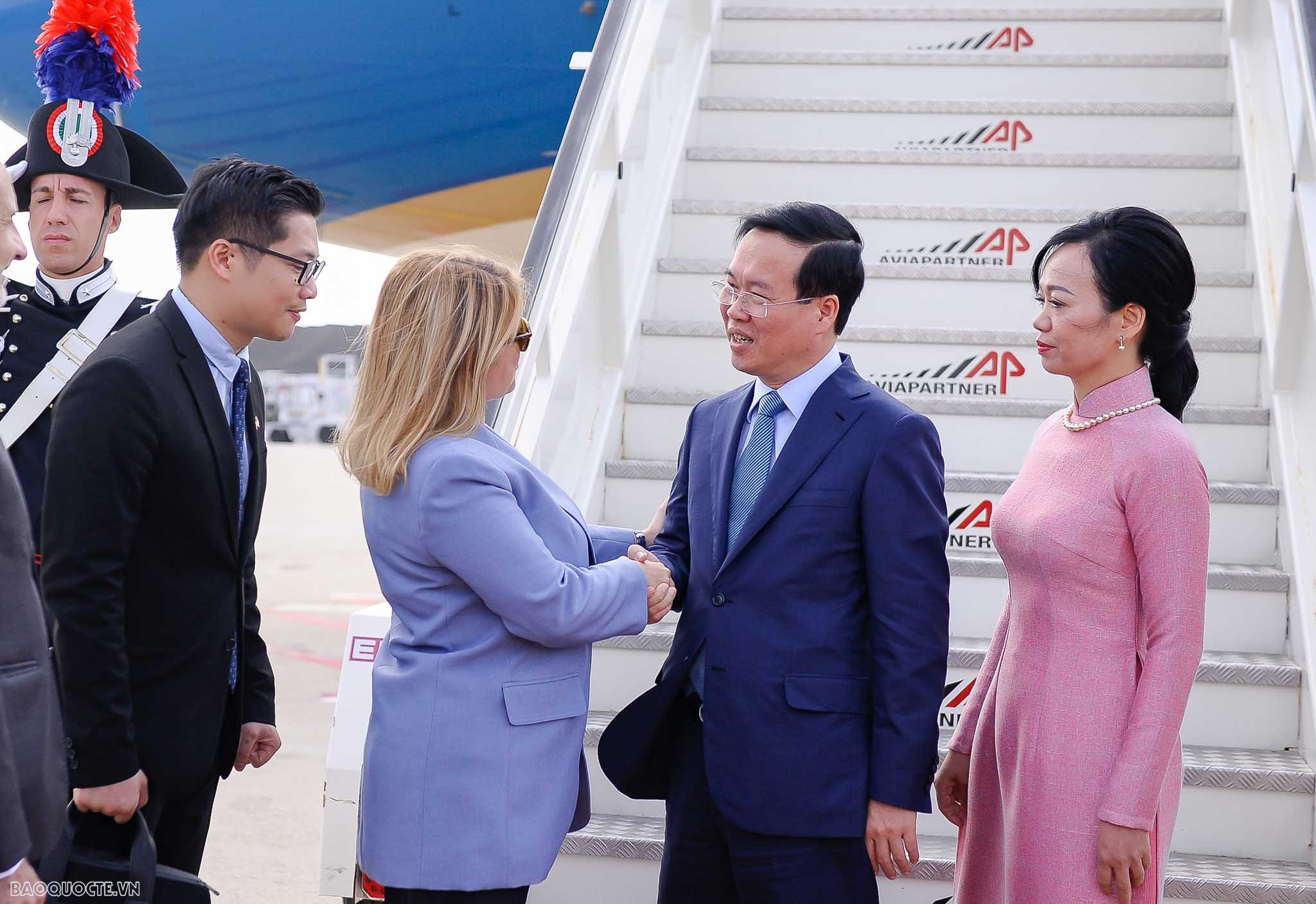 President Vo Van Thuong arrives in Rome for visits to Italy, the Vatican